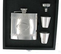 FLC14 - 6oz Flask Set Black Wooden Box